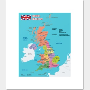 Political map of England Posters and Art